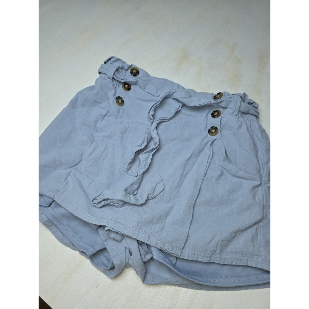 Staccato Medium Paperbag Skort in Light Blue Cotton Buttons & Belt